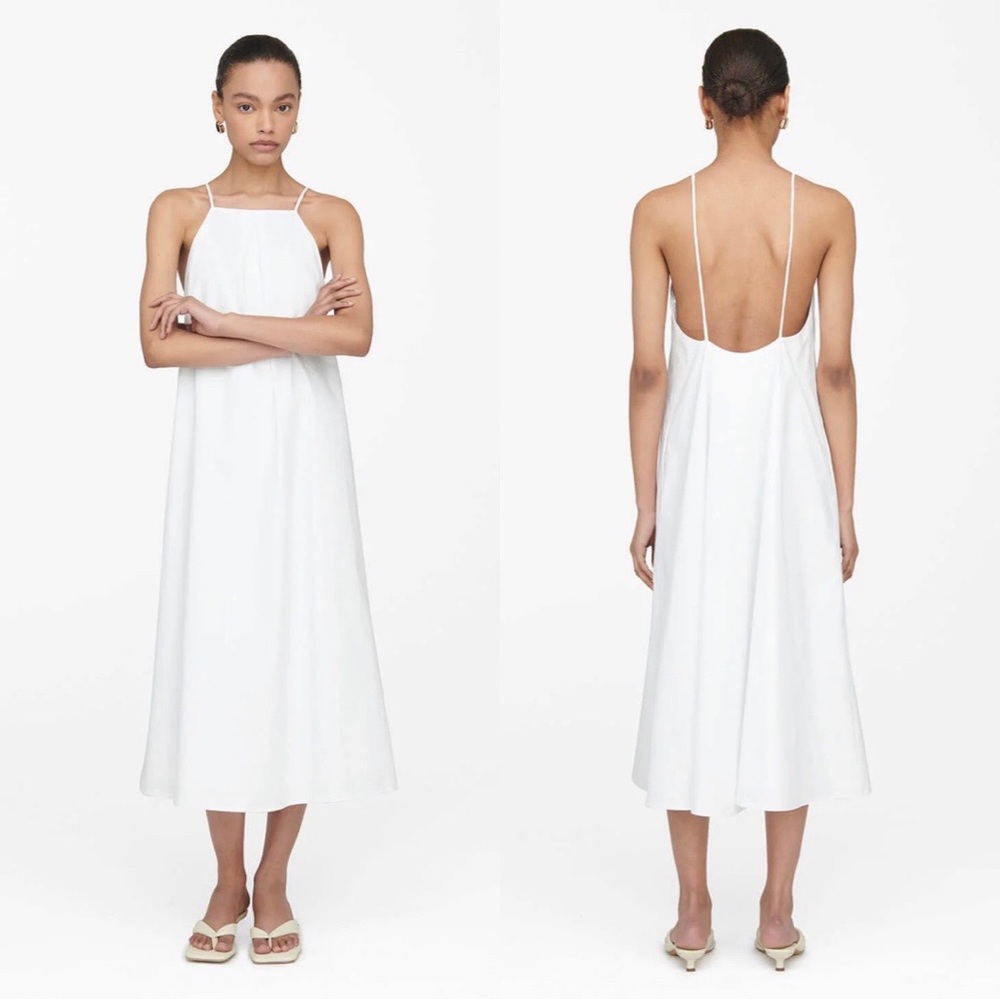 NWT ANINE BING Bree Cotton Maxi Dress White Small
